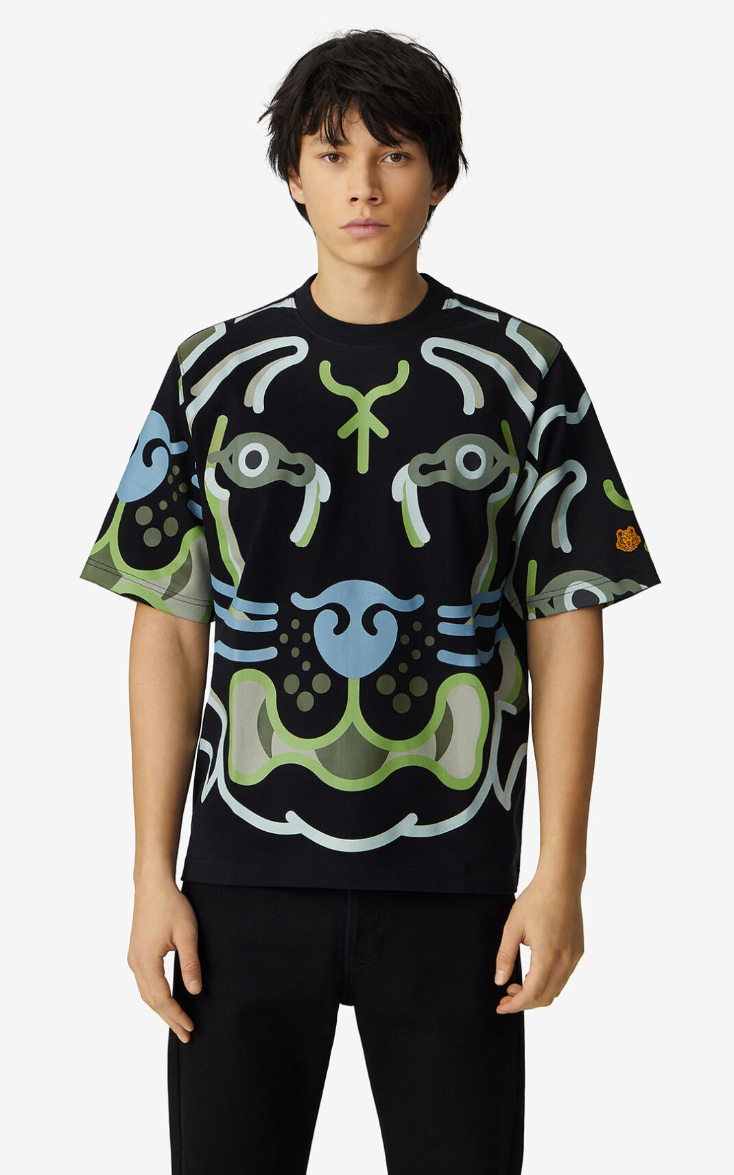 Kenzo K Tiger loose T-shirts Herre - Sort DK-066178